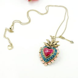 歐美首飾 滴油百搭彩釉桃心 可打開寶盒項鏈 堆糖,美好生活研究所