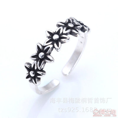 【桐哲銀飾S925純銀飾品手飾泰銀復古開口女式戒指廠家直銷批發R609003】海豐縣梅隴桐哲首飾廠 - 產品庫