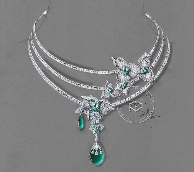 細膩的首飾手繪效果圖